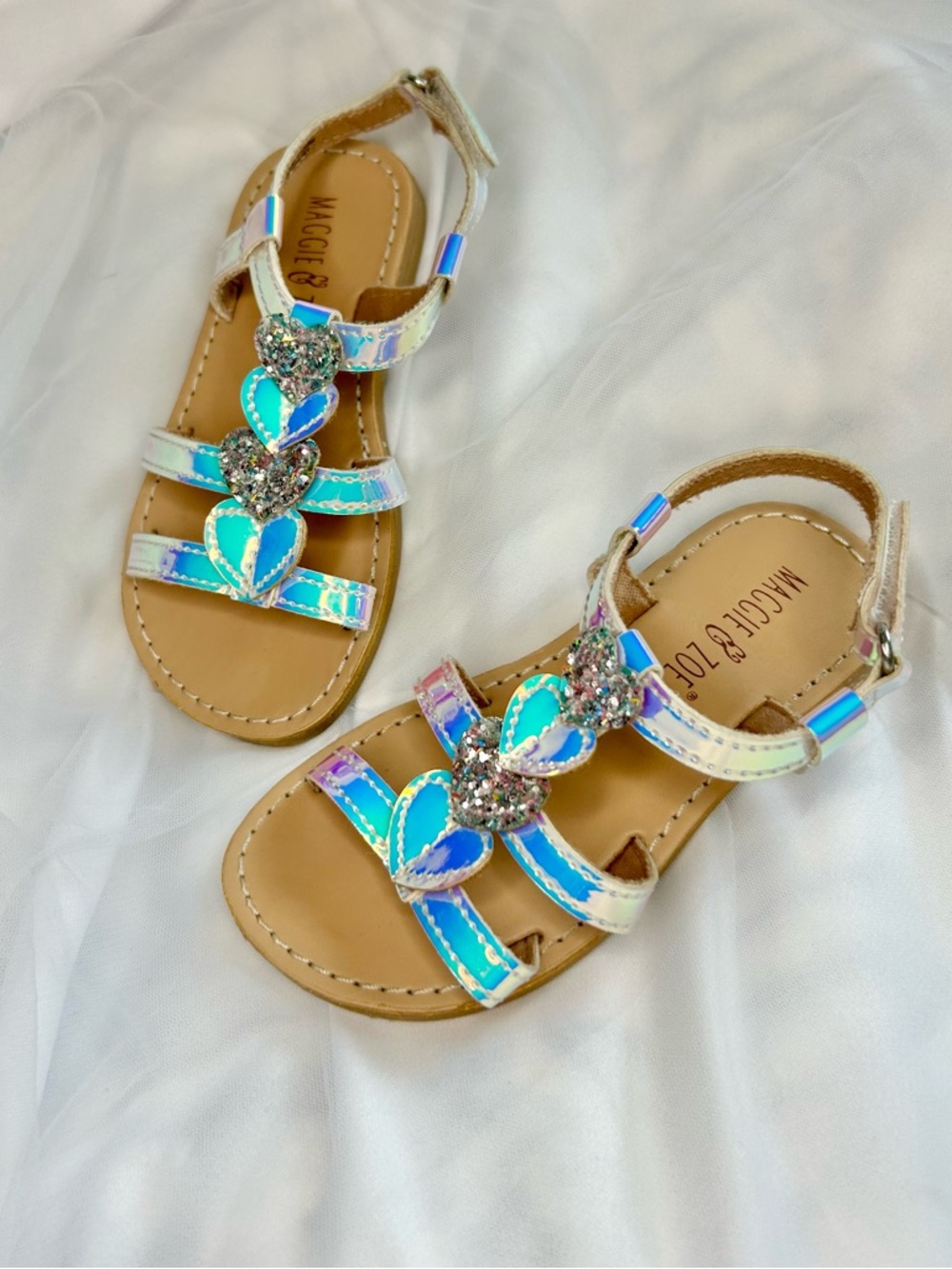 Irridescent Heart Strappy Sandals